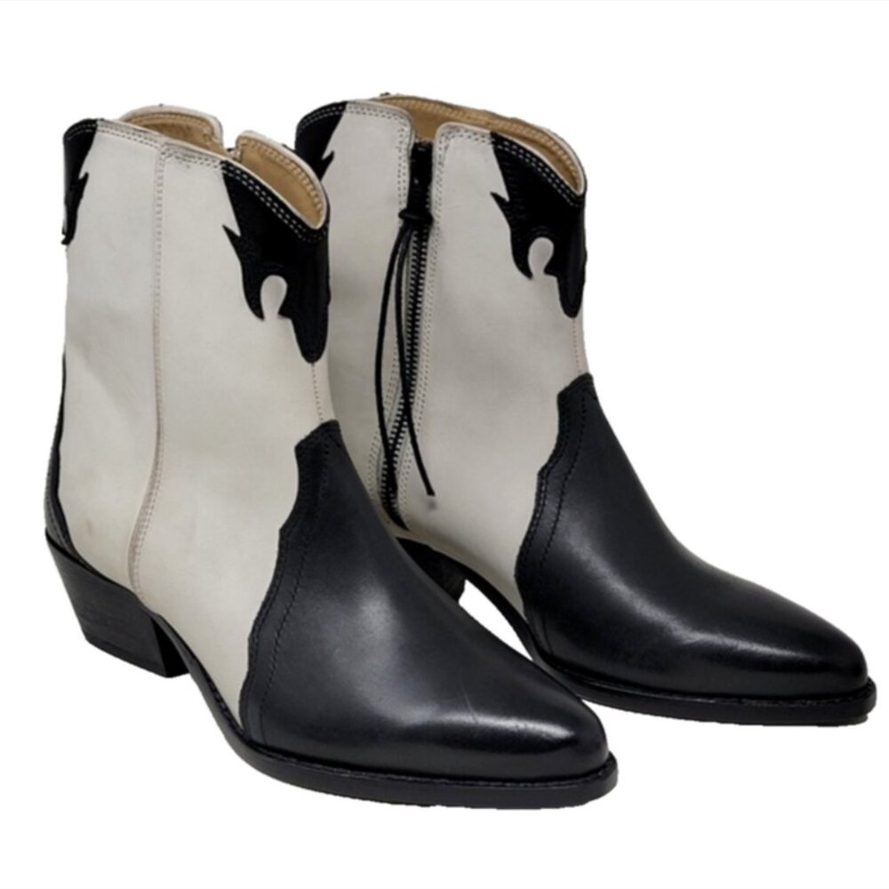 Free People New Frontier Western Boots Arctic Fox Leather Combo
